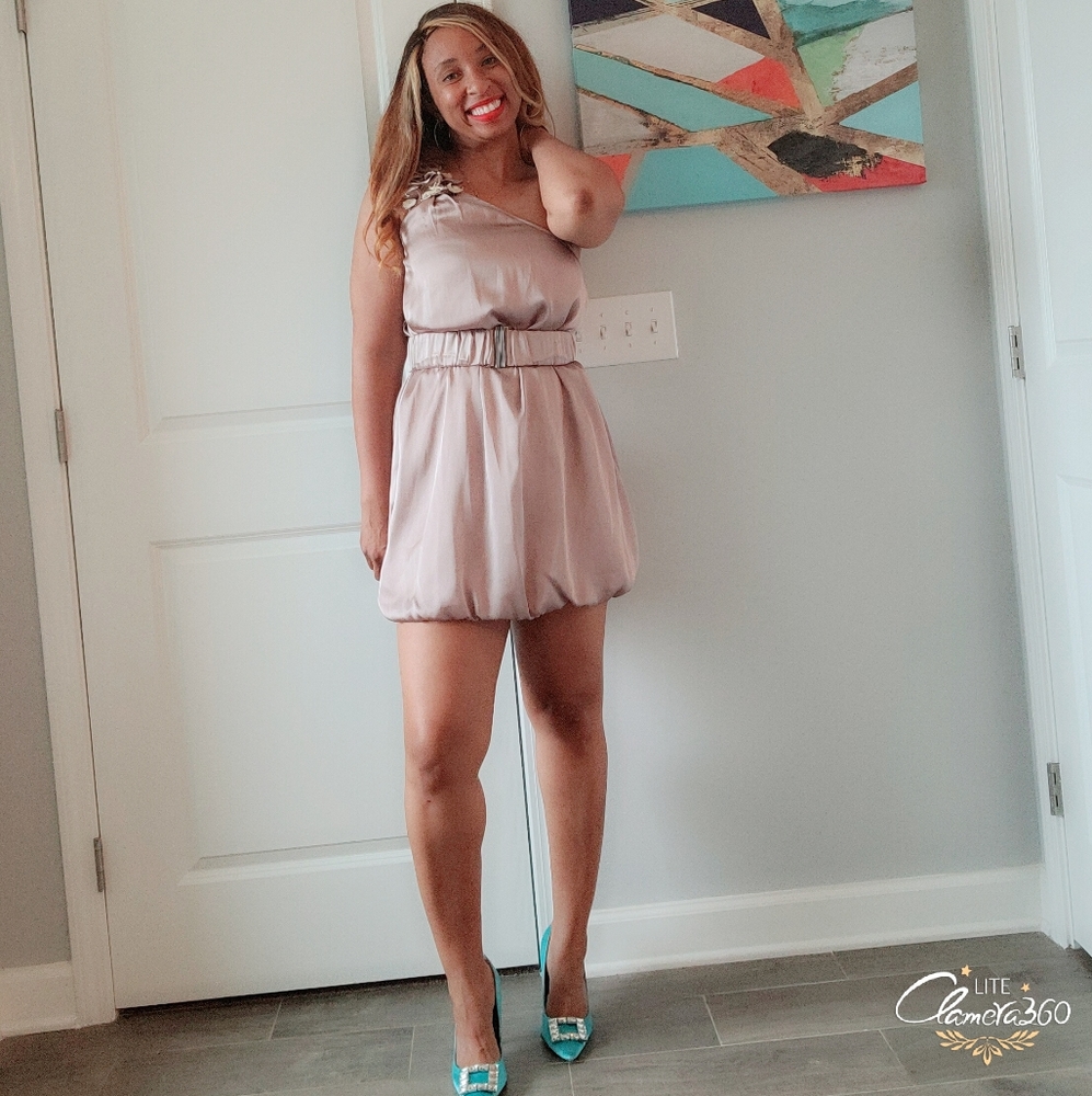 Mauve Ballon Dress with belt